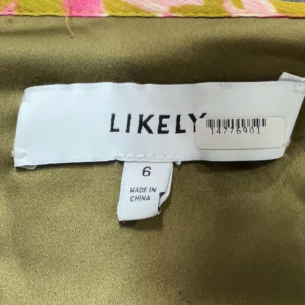 Likely Katerina Floral Cutout Midi Dress Olive Oil/ Pink Size 12 - Picture 11 of 11